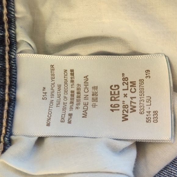 Levi's 514 Straight Distressed Jeans 16 Regular W28 x L28 Blue - Picture 5 of 16